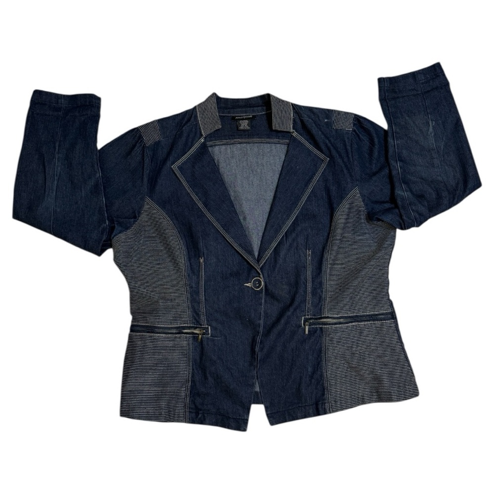 Ashley Stewart Dark Blue Denim Blazer Jacket